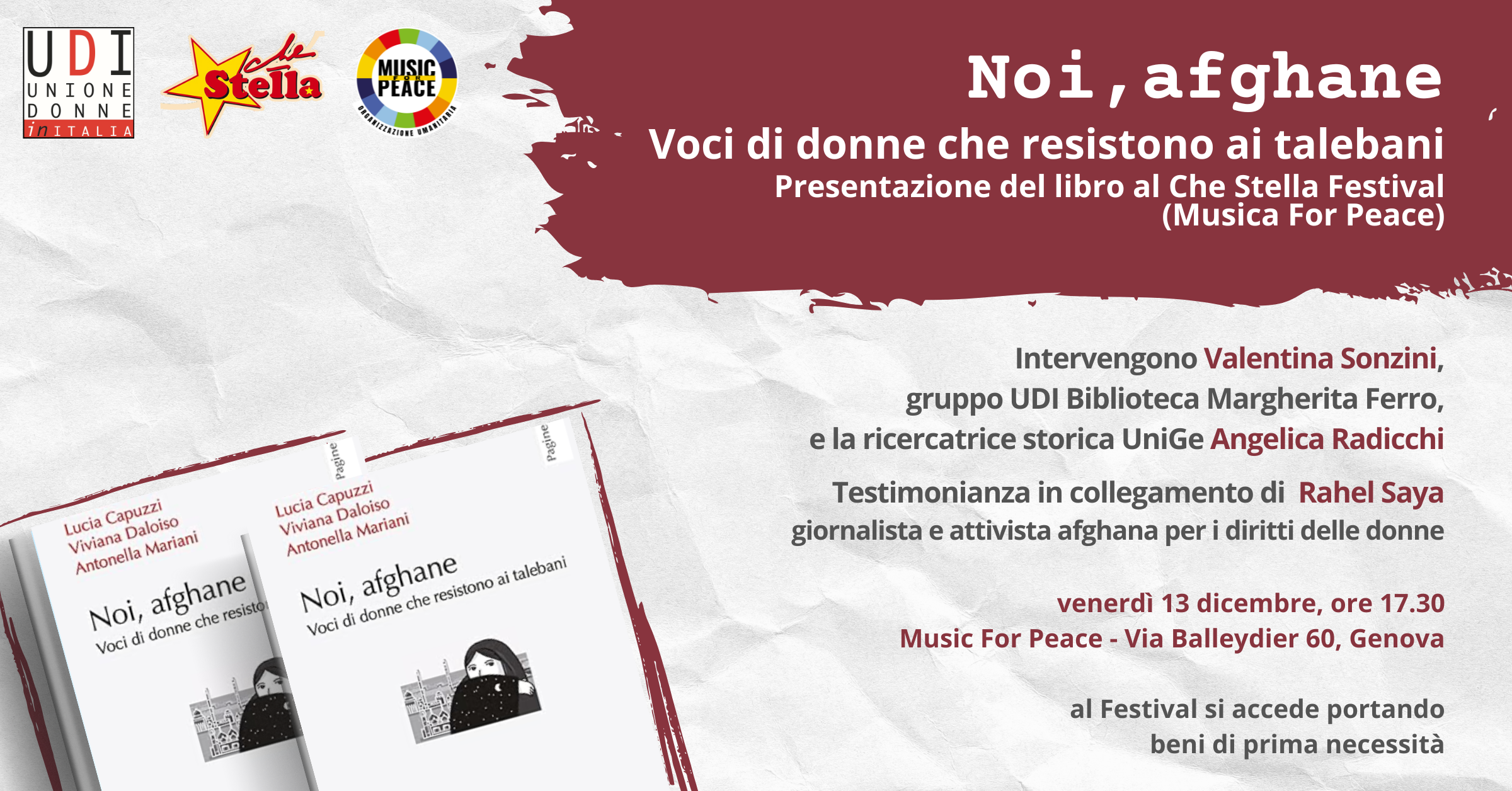 presentazione libro noi afghane